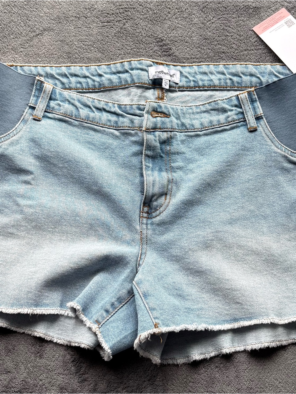 Motherhood Maternity Light Blue Denim Shorts - High-Rise Frayed Hem